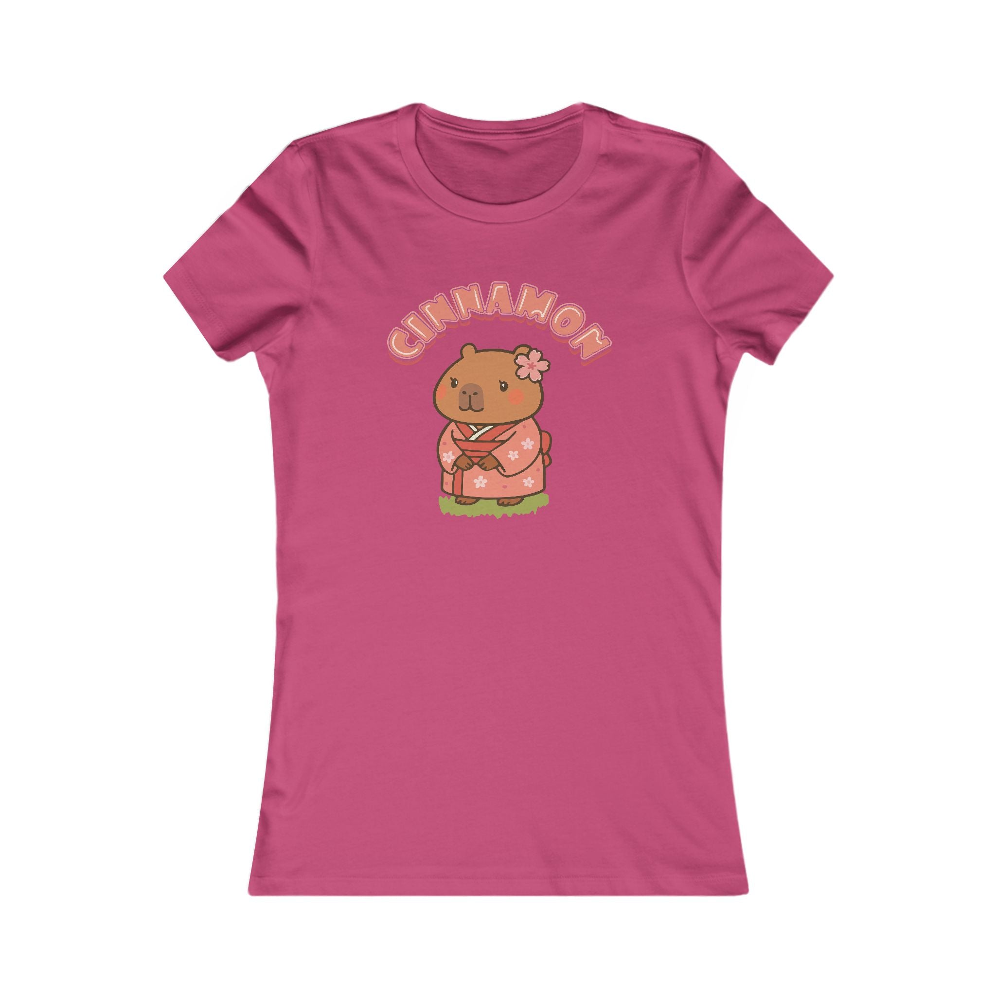 Cinnamon the Cherry Blossom Lover Capybara Cartoon T-Shirt, Cute Kawaii Animal Gift
