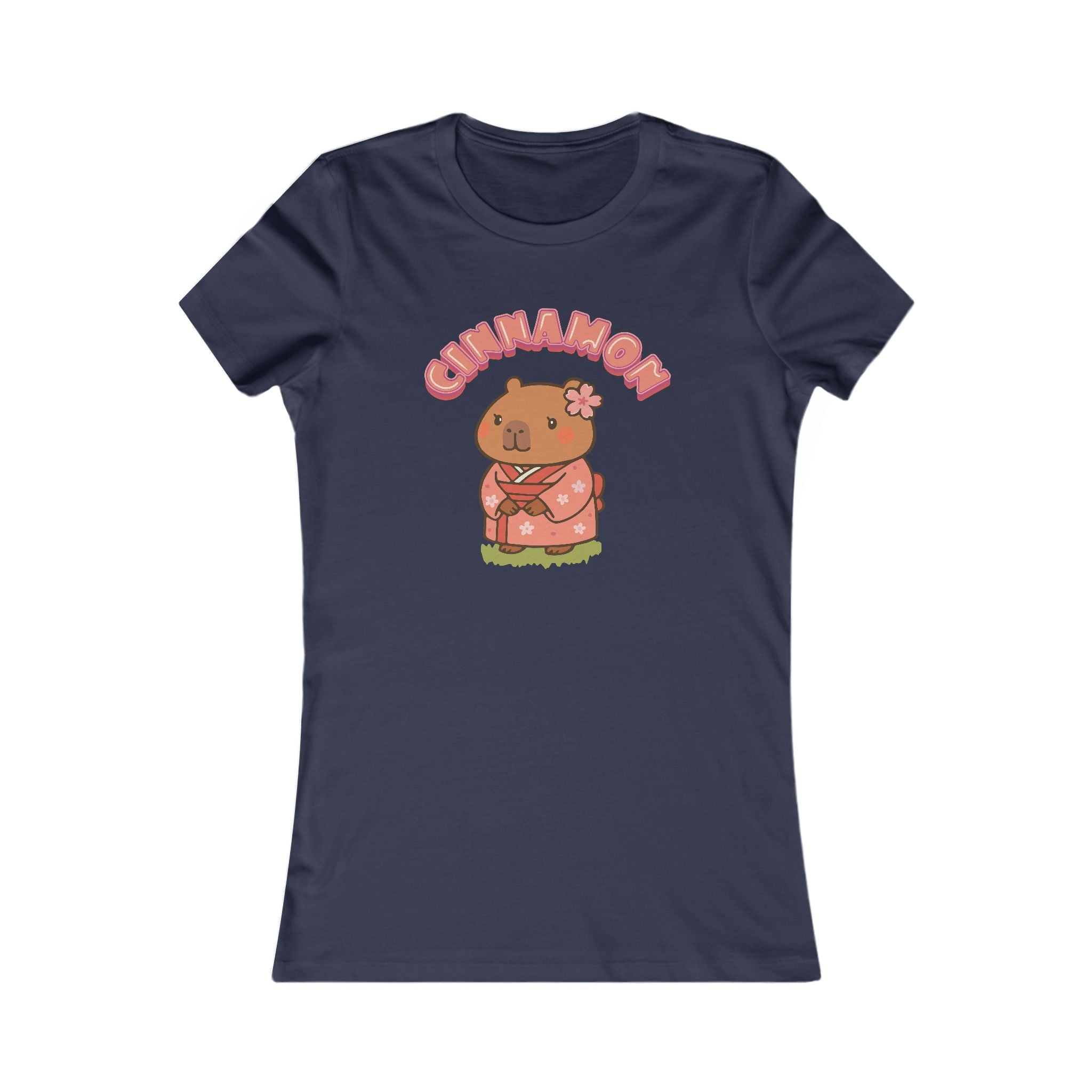 Cinnamon the Cherry Blossom Lover Capybara Cartoon T-Shirt, Cute Kawaii Animal Gift