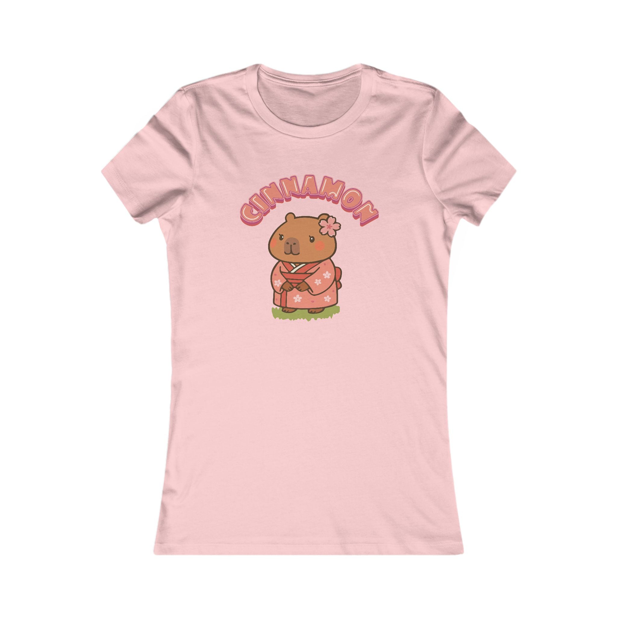 Cinnamon the Cherry Blossom Lover Capybara Cartoon T-Shirt, Cute Kawaii Animal Gift