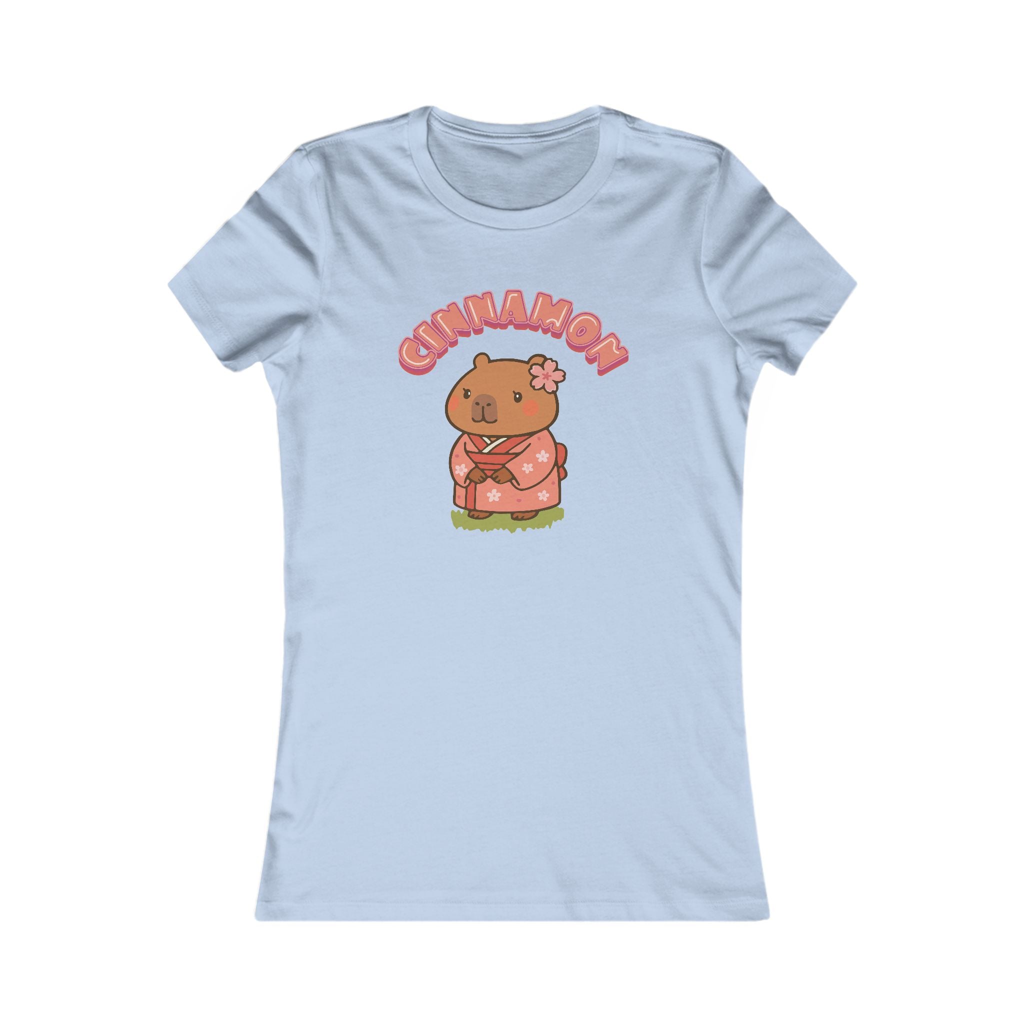 Cinnamon the Cherry Blossom Lover Capybara Cartoon T-Shirt, Cute Kawaii Animal Gift