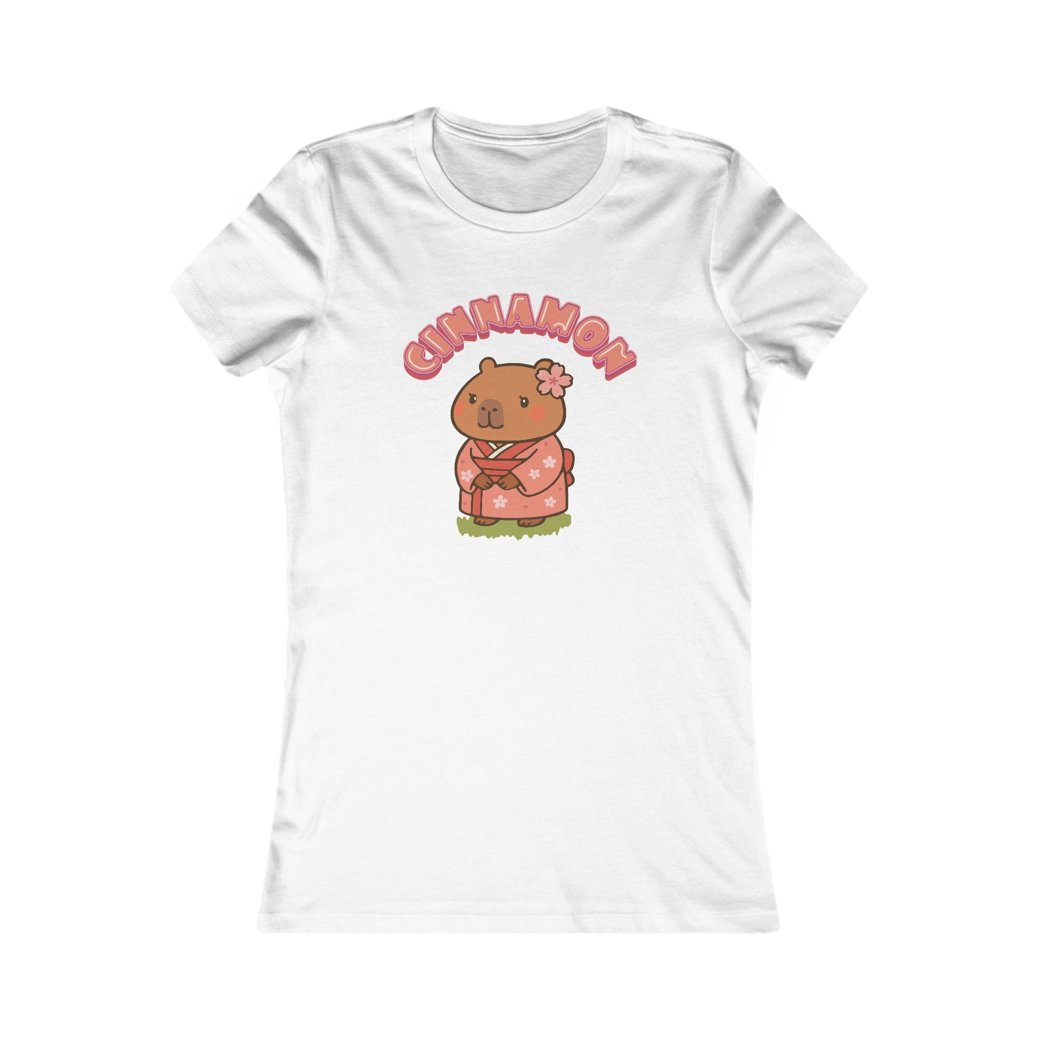 Cinnamon the Cherry Blossom Lover Capybara Cartoon T-Shirt, Cute Kawaii Animal Gift