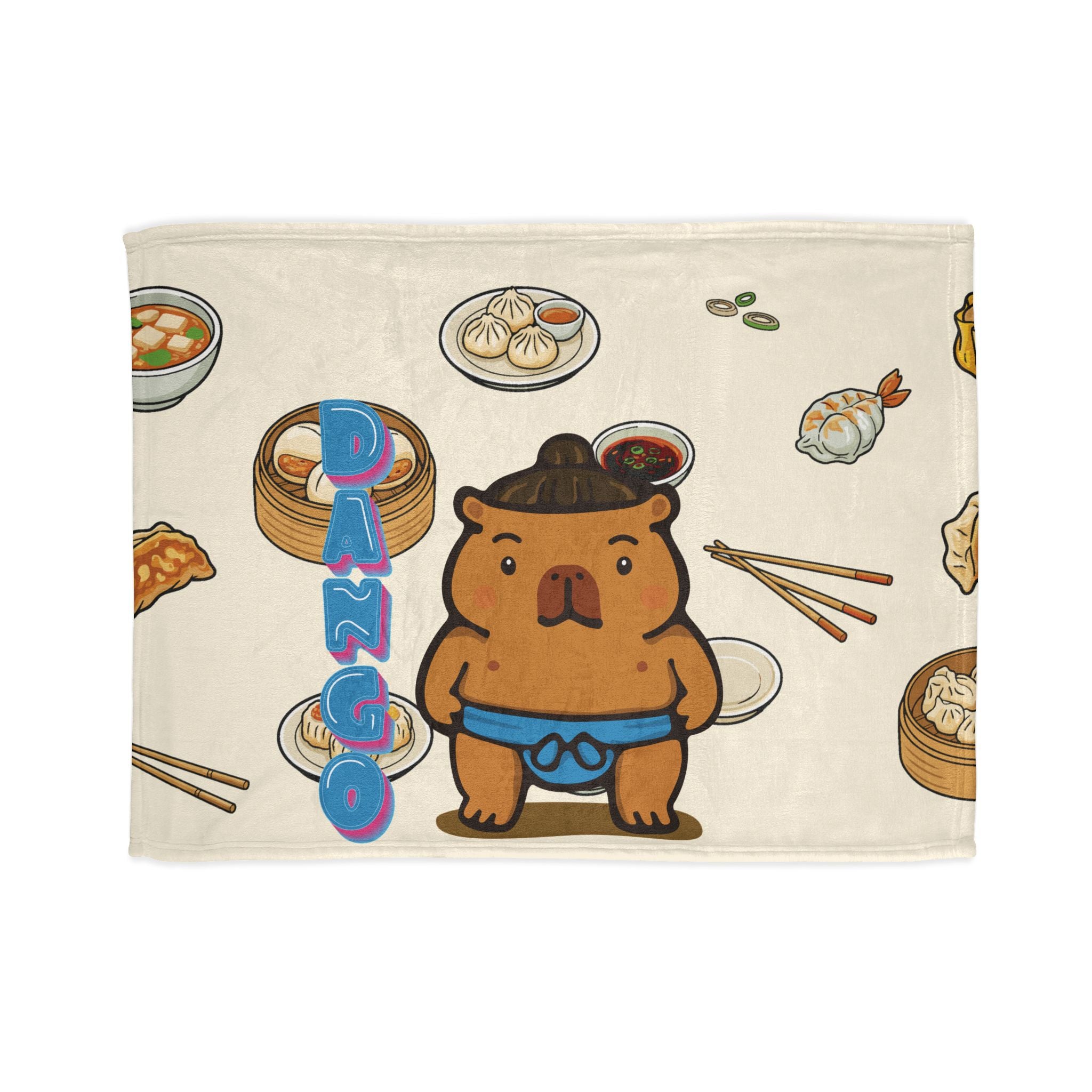 Dango the Sumo Lover Capybara Cartoon Soft Blanket, Cute Kawaii Animal Gift