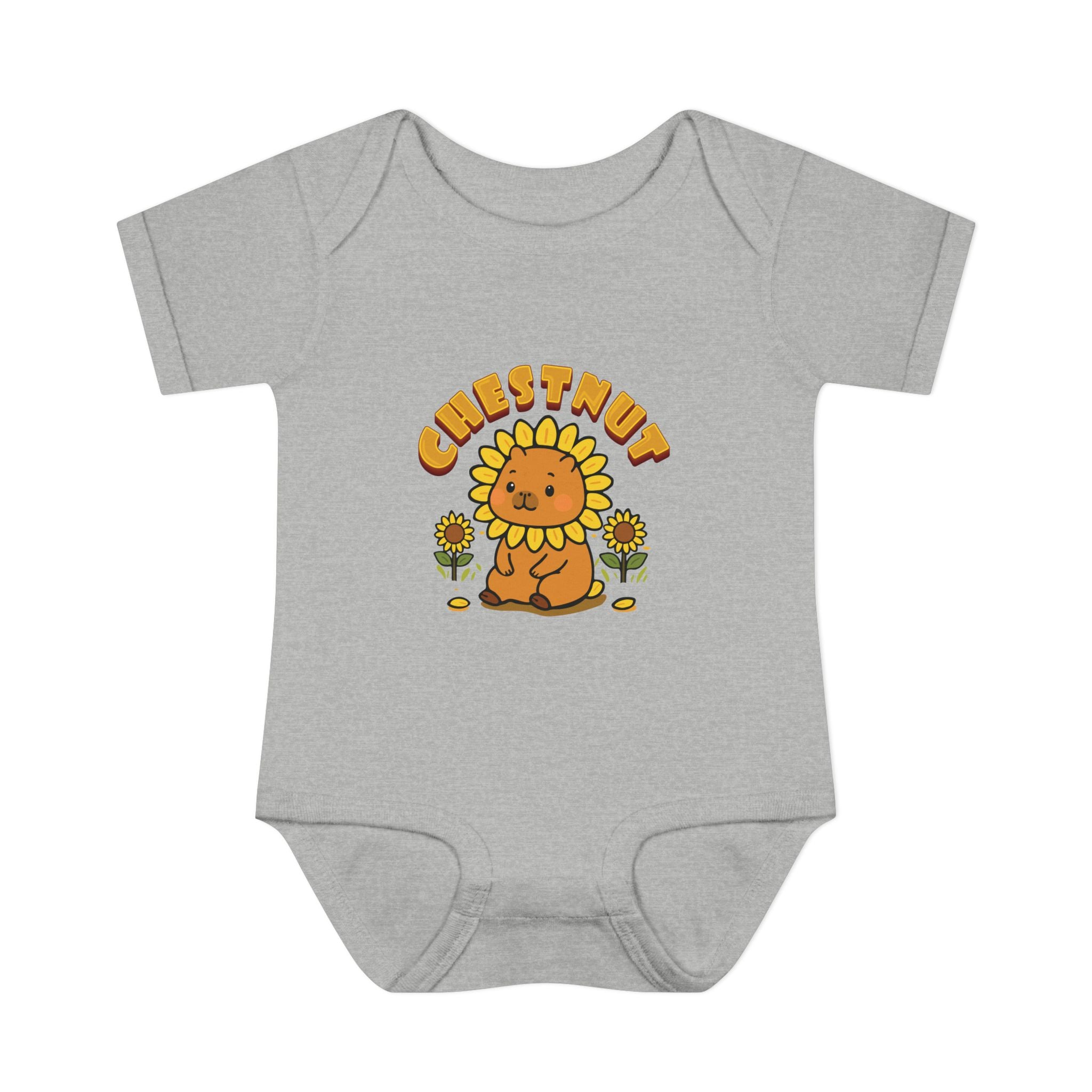 Chestnut the Sunflower Lover Capybara Cartoon Bodysuit, Cute Kawaii Animal Gift