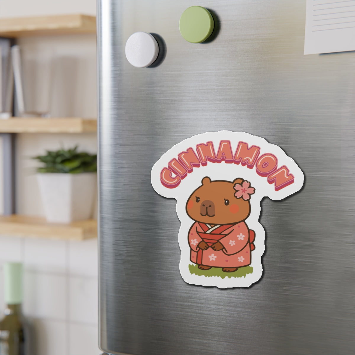 Cinnamon the Cherry Blossom Lover Capybara Cartoon Magnets, Cute Kawaii Animal Gift