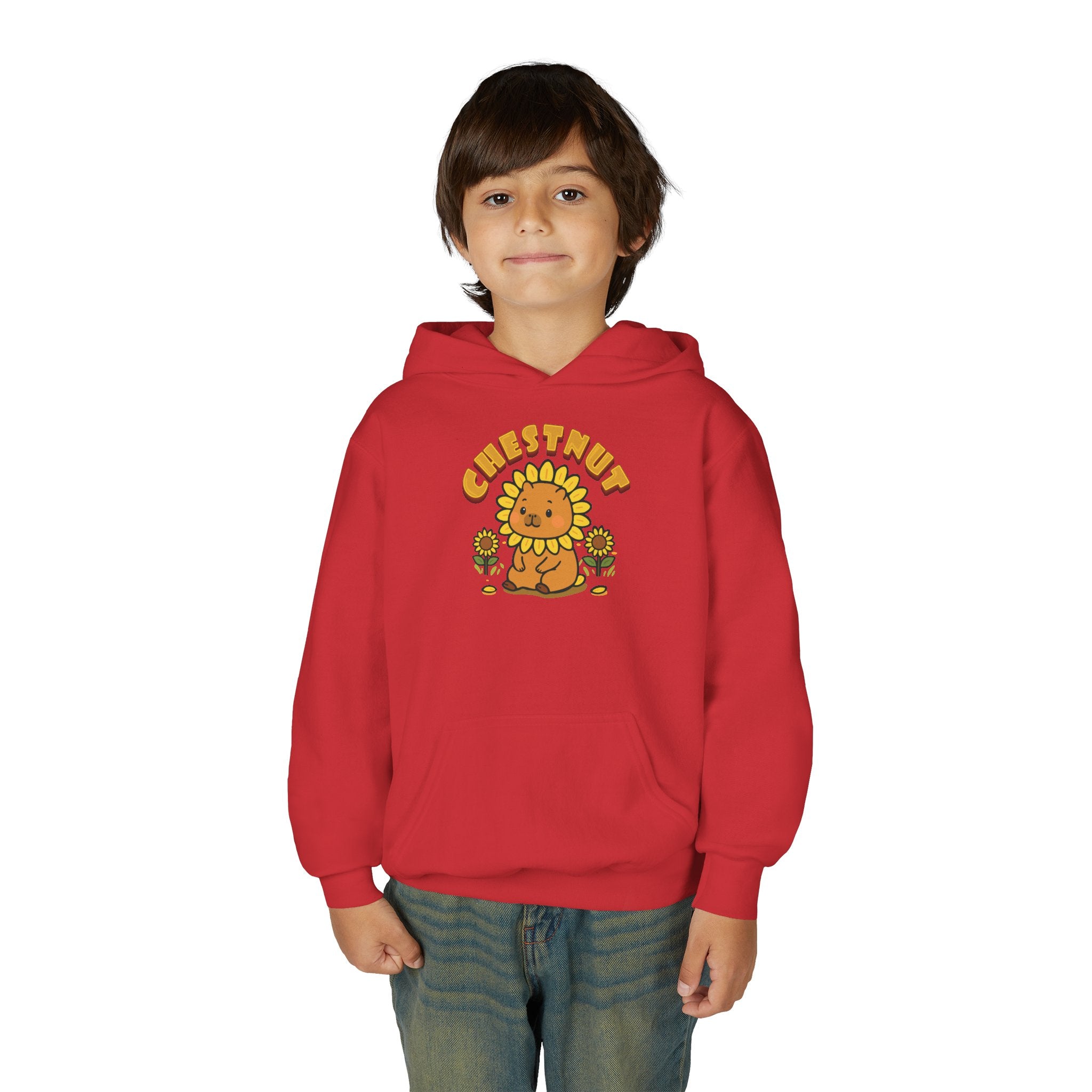 Chestnut the Sunflower Lover Capybara Cartoon Hoodie, Cute Kawaii Animal Gift
