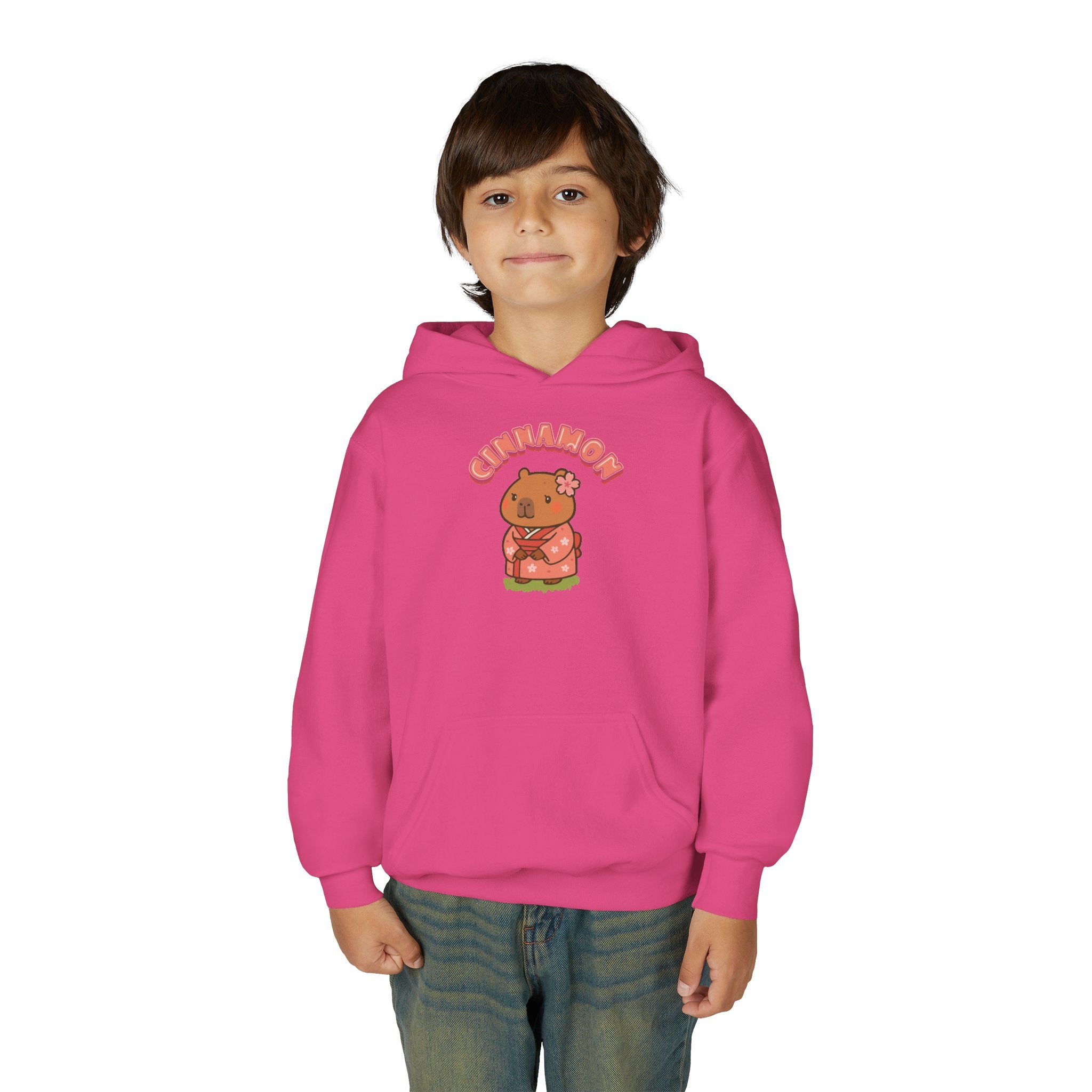 Cinnamon the Cherry Blossom Lover Capybara Cartoon Hoodie, Cute Kawaii Animal Gift