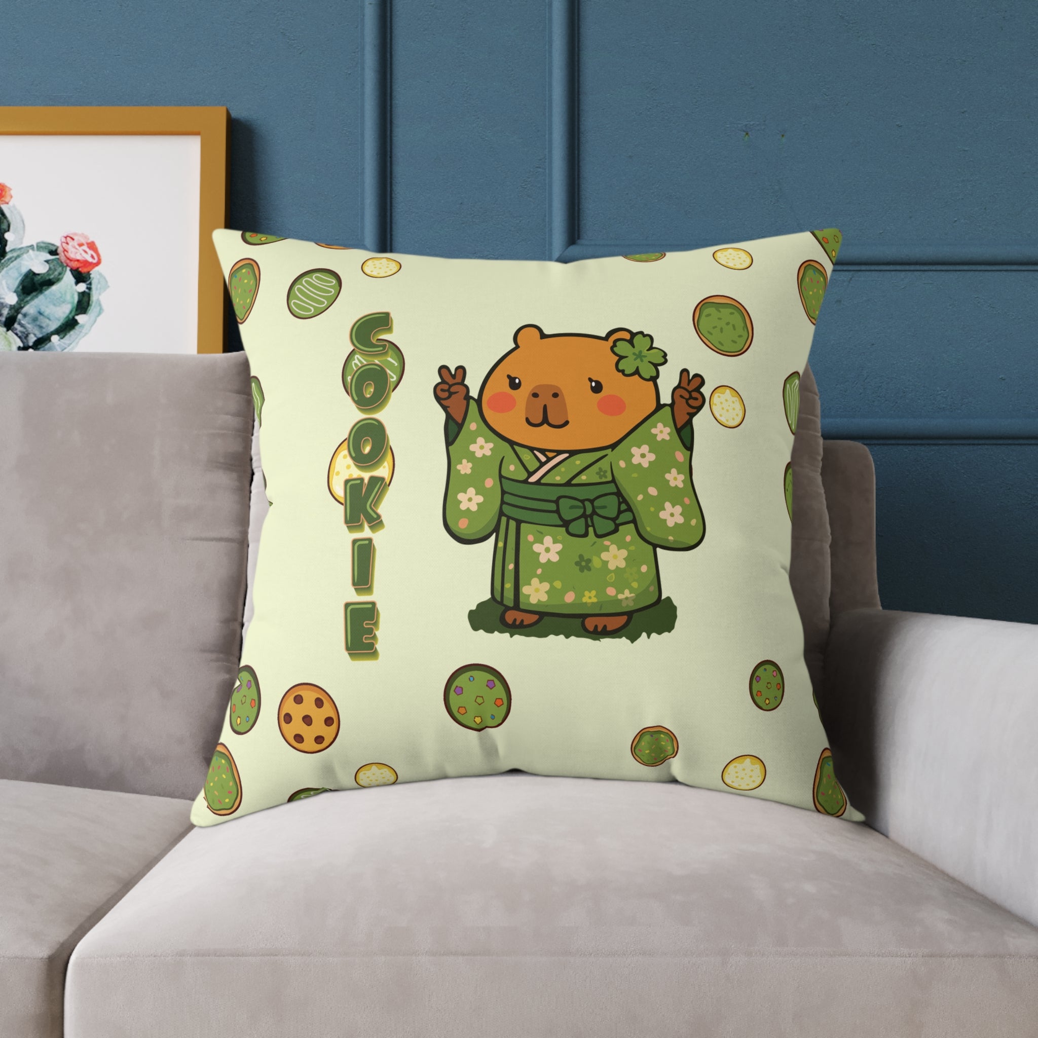 Cookie the Fun Lover Capybara Cartoon Pillow, Cute Kawaii Animal Gift