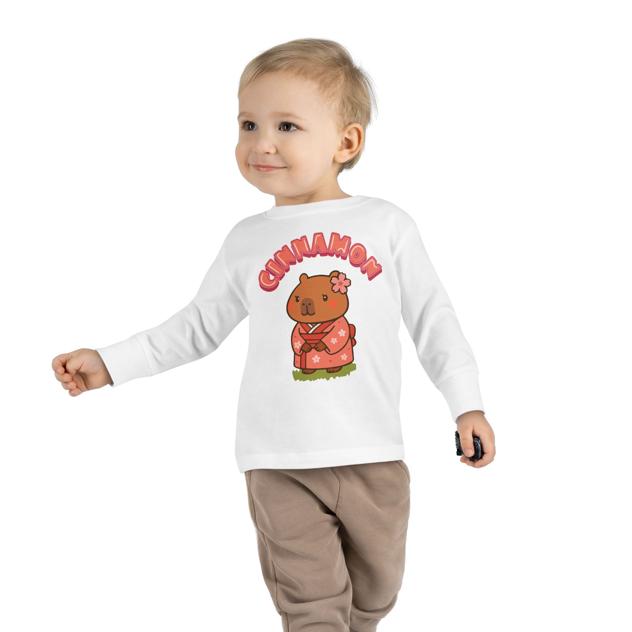 Cinnamon the Cherry Blossom Lover Capybara Cartoon long sleeve shirt, Cute Kawaii Animal Gift