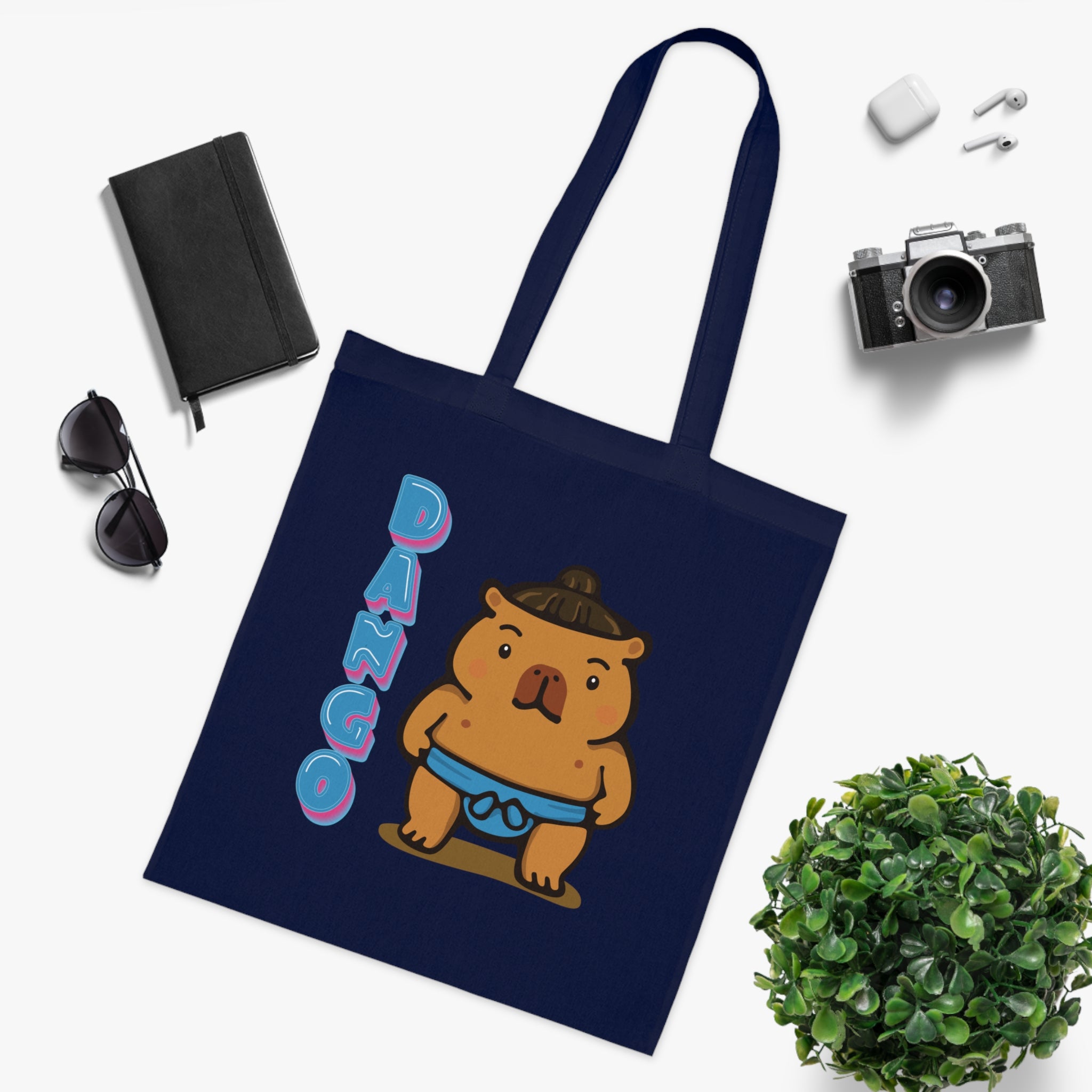 Dango the Sumo Lover Capybara Cartoon Tote Bag, Cute Kawaii Animal Gift