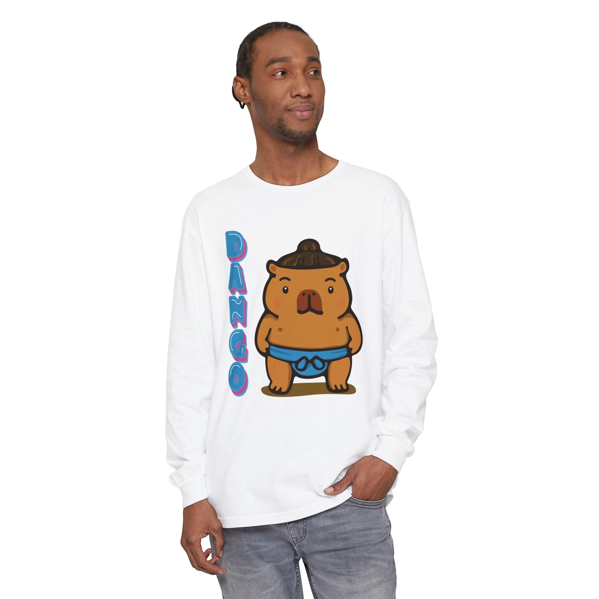 Dango the Sumo Lover Capybara Cartoon long sleeve shirt, Cute Kawaii Animal Gift