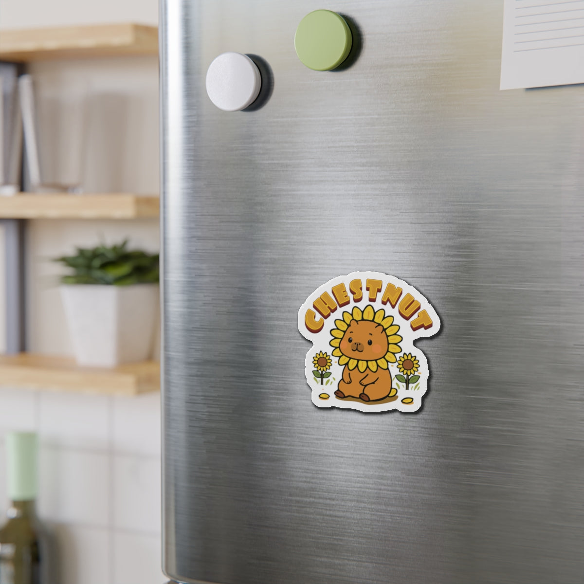 Chestnut the Sunflower Lover Capybara Cartoon Magnets, Cute Kawaii Animal Gift