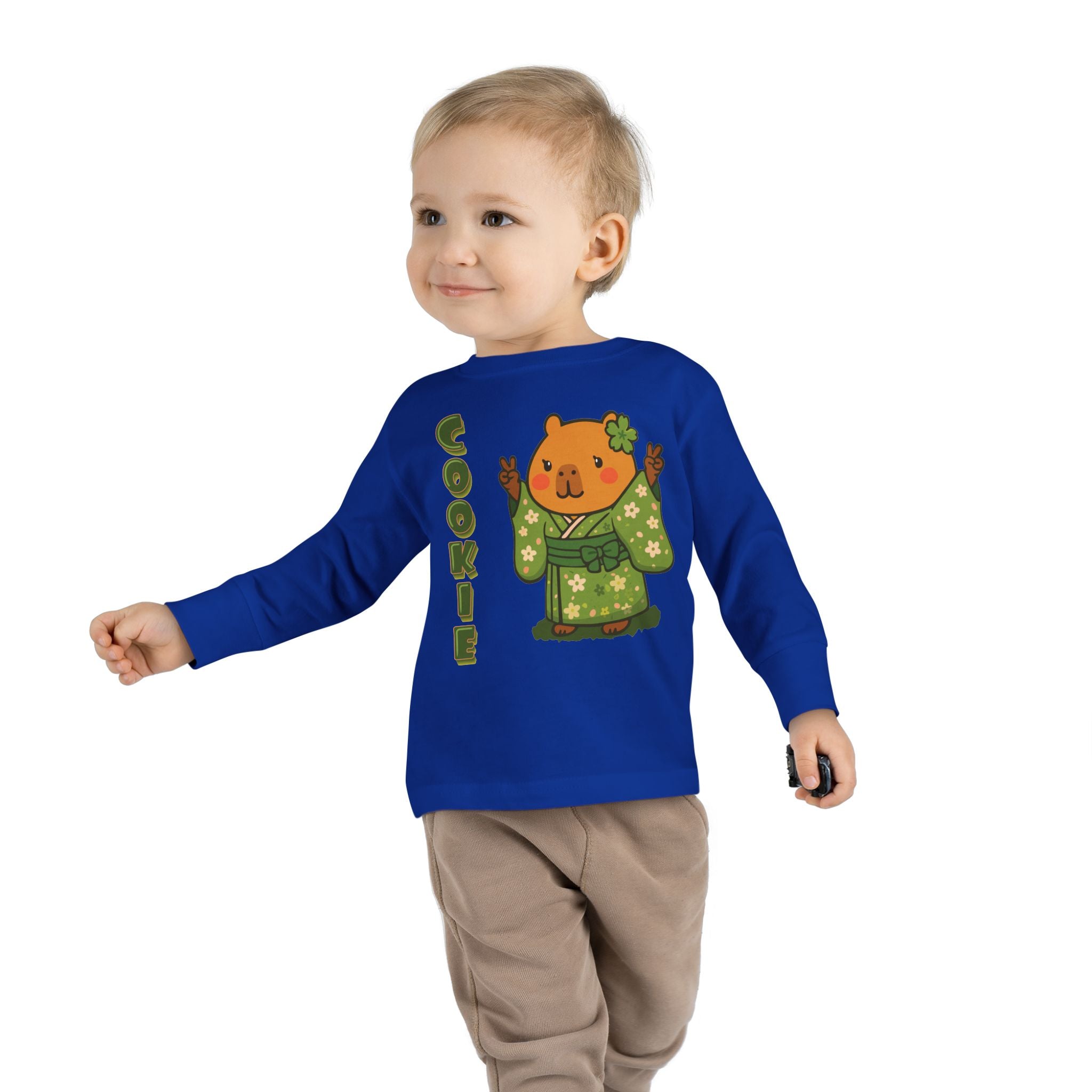 Cookie the Fun Lover Capybara Cartoon long sleeve shirt, Cute Kawaii Animal Gift