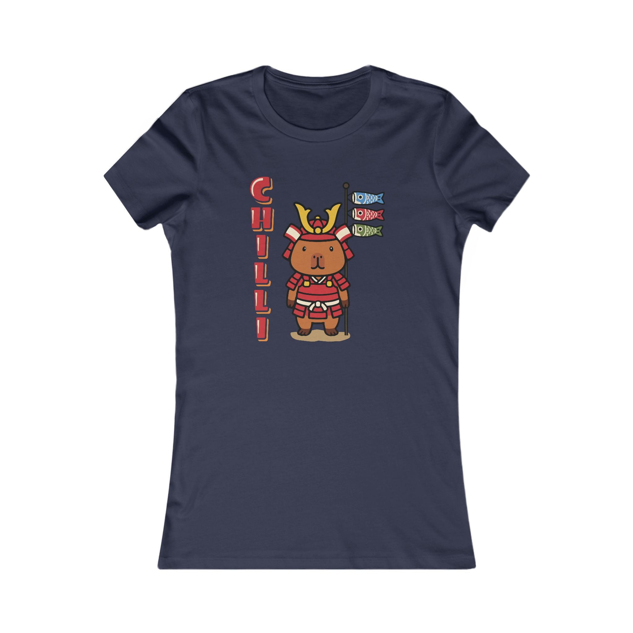 Chilli the Samurai Warrior Capybara Cartoon T-Shirt, Cute Kawaii Animal Gift