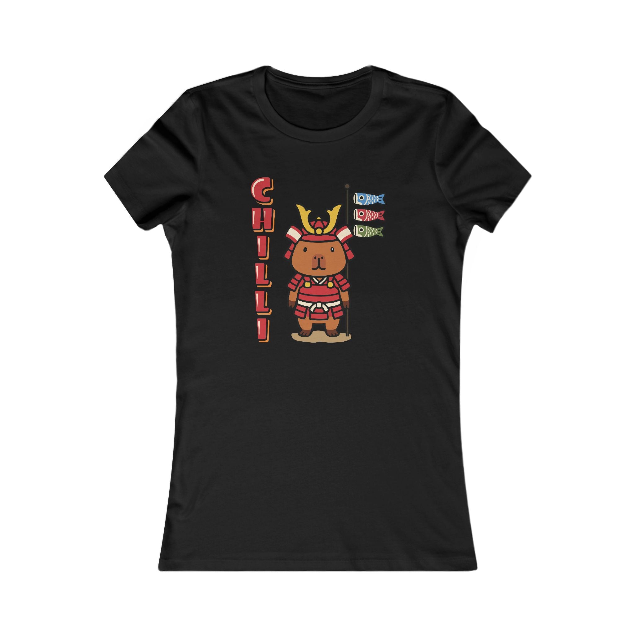 Chilli the Samurai Warrior Capybara Cartoon T-Shirt, Cute Kawaii Animal Gift