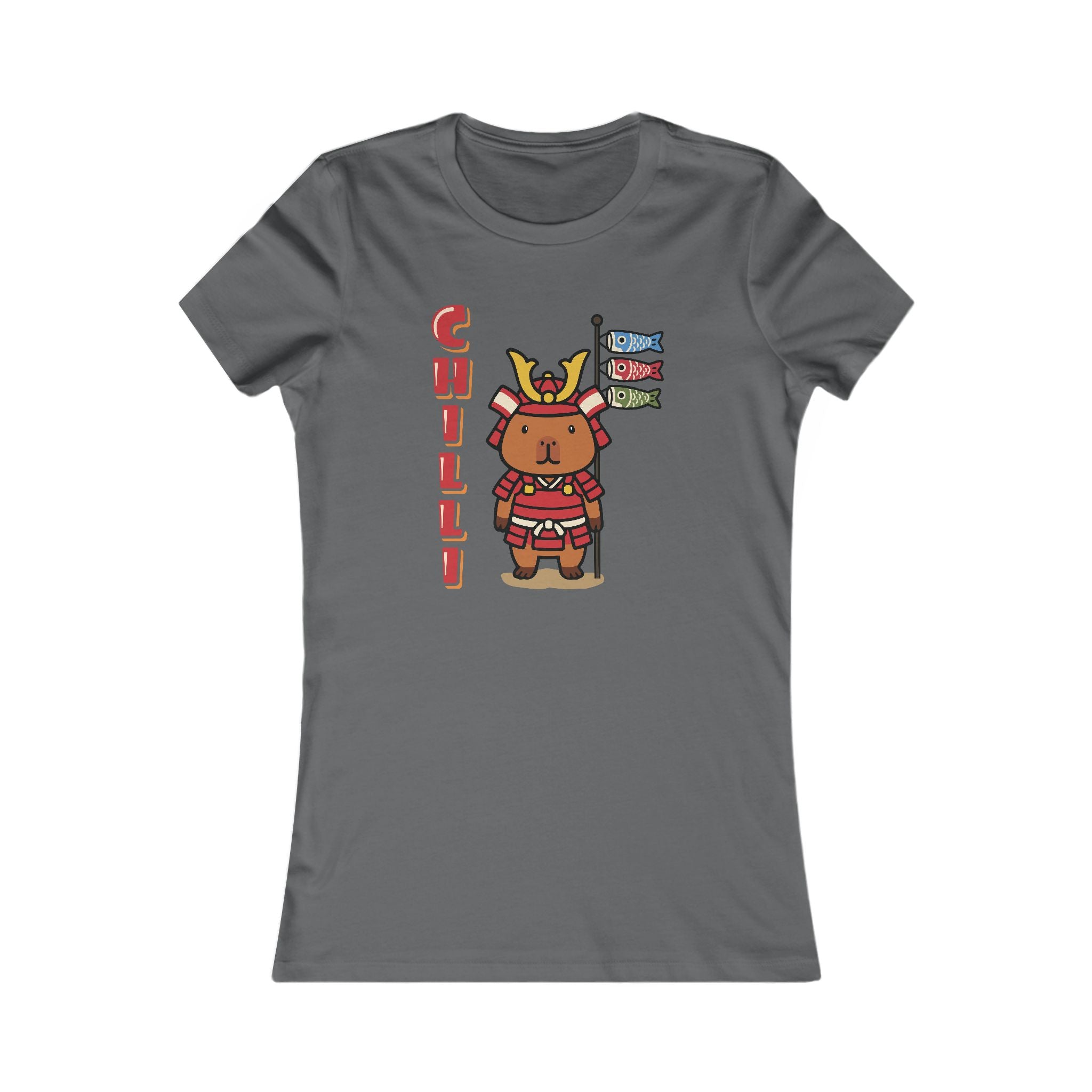 Chilli the Samurai Warrior Capybara Cartoon T-Shirt, Cute Kawaii Animal Gift