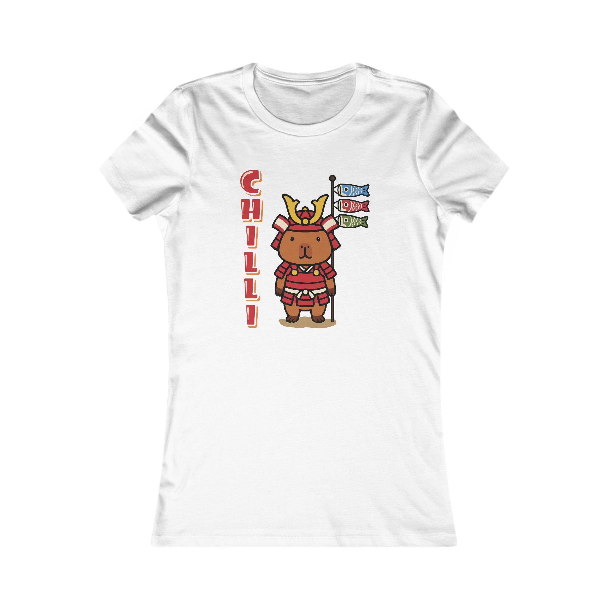 Chilli the Samurai Warrior Capybara Cartoon T-Shirt, Cute Kawaii Animal Gift